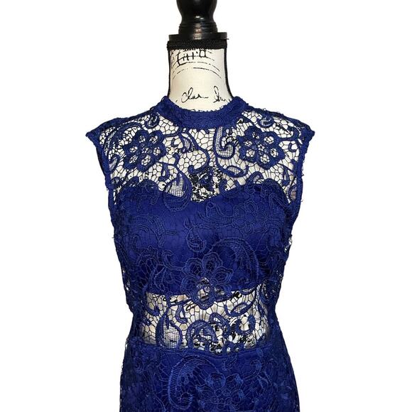 B Darlin Mock Neck Illusion Lace Bodycon Dress Juniors 13/14 Women’s Large - Picture 3 of 16
